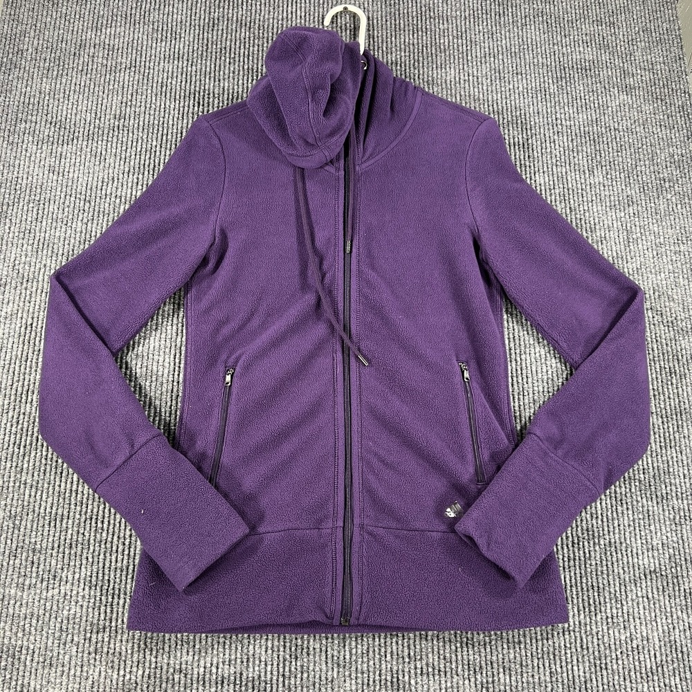 Adidas Sweatshirt Womens Medium Purple Long Sleeve Fleece Hooded Full‎ Zip